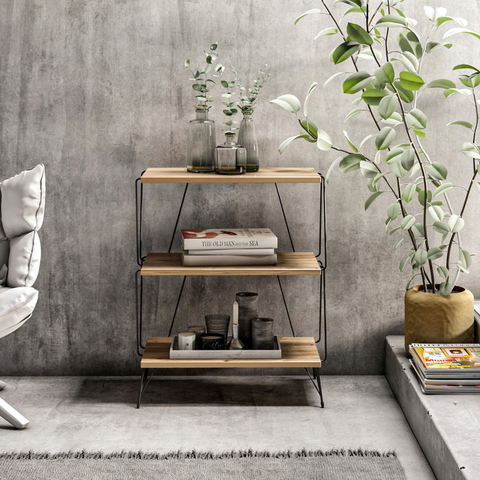 Hanah Home Mesa Lateral de Pino Moderna Industrial 46x76x30 cm Tablero de Partículas Melamina 18mm
